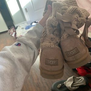 Ugg lace up bow knit boots